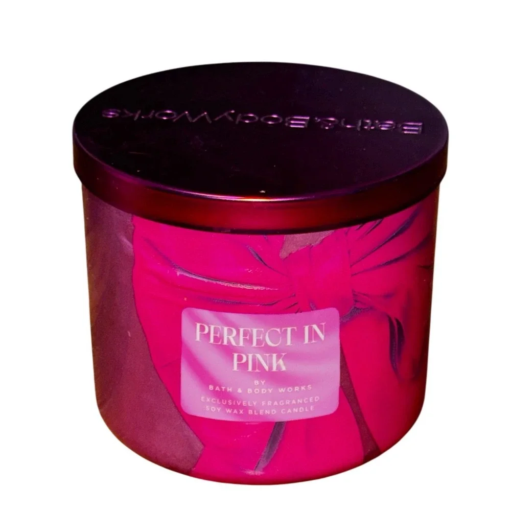 Bath & Body Works Perfect In Pink 3-Wick Scented Candle 14.5 oz Cherry Camellia